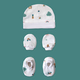 Organic muslin Teddy Clouds print newborn cap mittens booties set by Maa Toddlers India