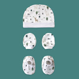 Organic muslin Deer and Trees print newborn cap mittens booties set by Maa Toddlers India