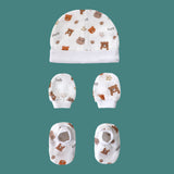 Organic muslin happy panda print newborn cap mittens booties set by Maa Toddlers India