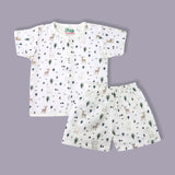 organic muslin Shirt with shorts set for baby Deer & Trees print maa toddlers