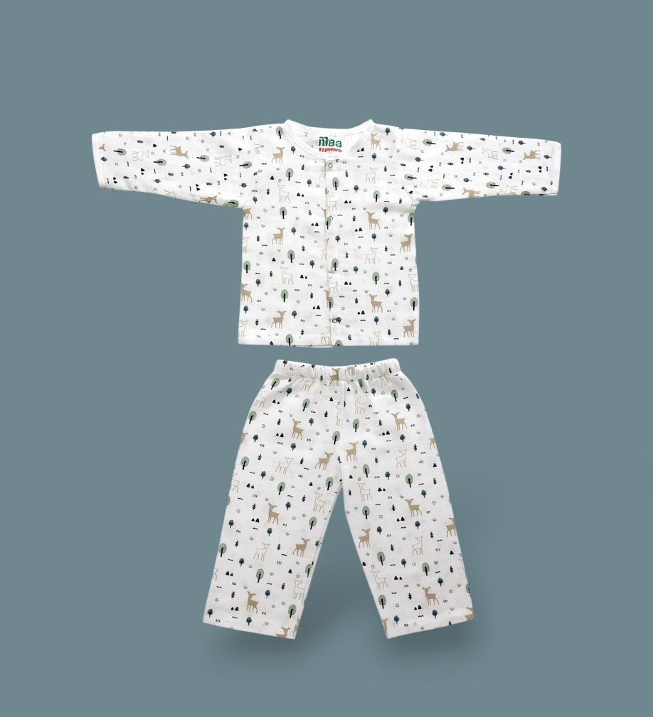 organic muslin Co-Ord Set for newborn  Deer Trees maa toddlers