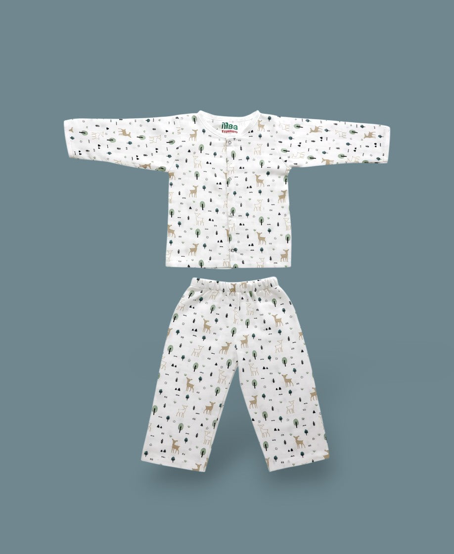 organic muslin Co-Ord Set for newborn  Deer Trees maa toddlers