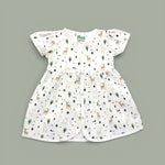 Snow Deer & Trees Muslin cotton frock for baby girl 0-24 months maa toddlers