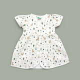 Snow Deer & Trees Muslin cotton frock for baby girl 0-24 months maa toddlers
