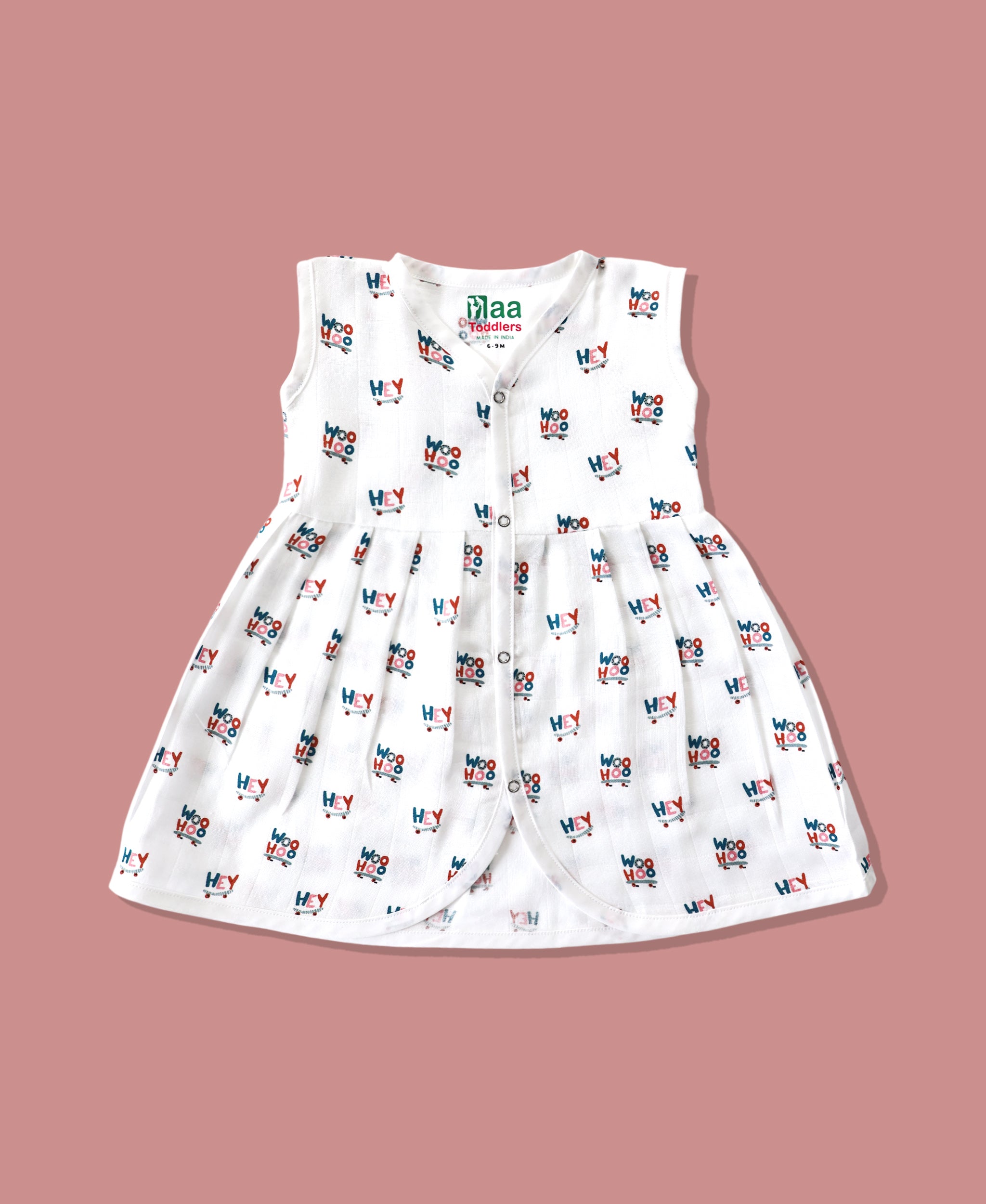 Organic muslin sleeveless baby girl frock 0-24 months – Happy Hey print – Maa
Toddlers India