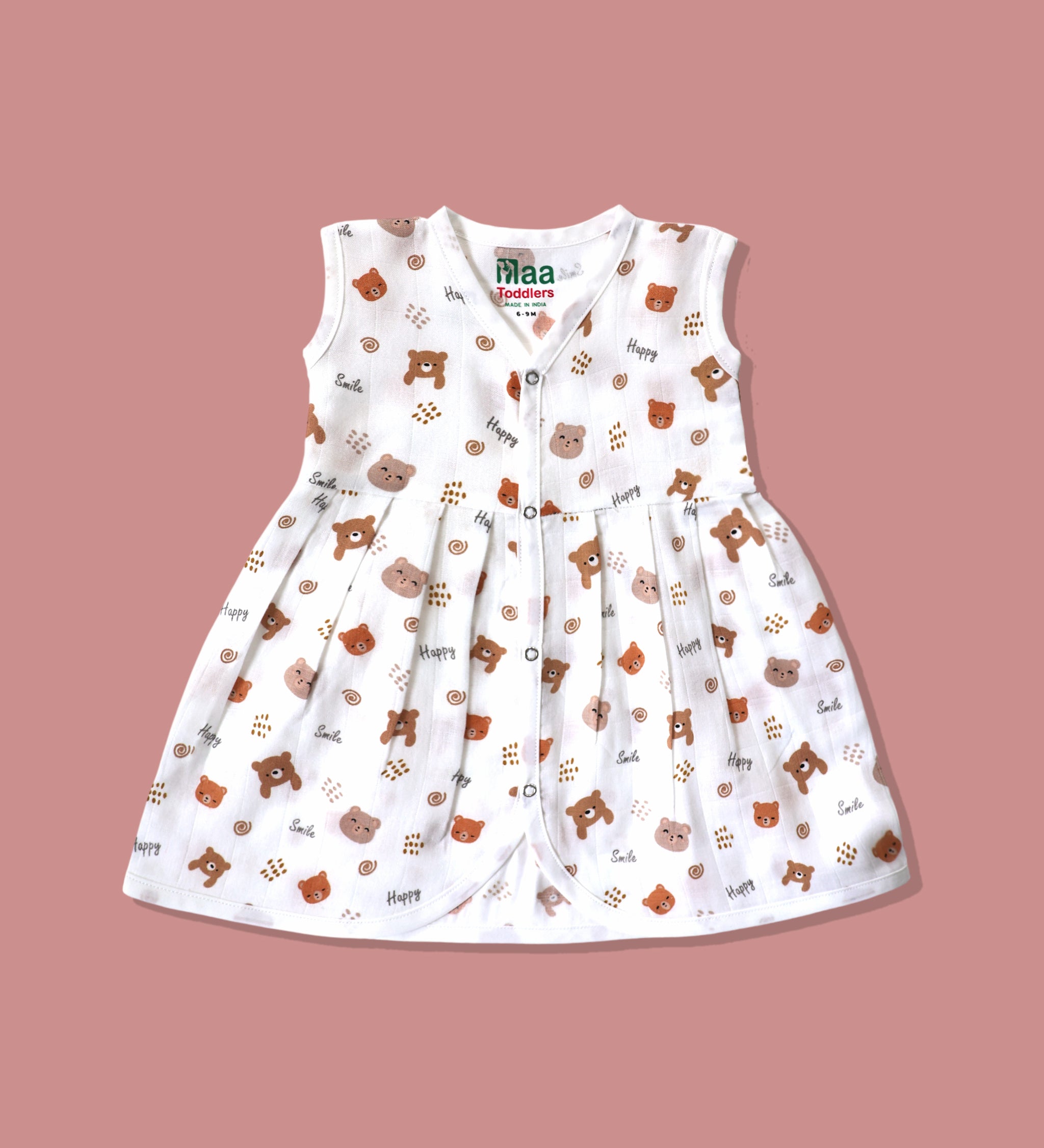 Organic muslin sleeveless baby girl frock 0-24 months – Happy Panda print – Maa
Toddlers India