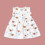Organic muslin sleeveless baby girl frock 0-24 months – Snow Bear print 