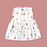 Organic muslin sleeveless baby girl frock 0-24 months –Teddy Clouds print – Maa
Toddlers India