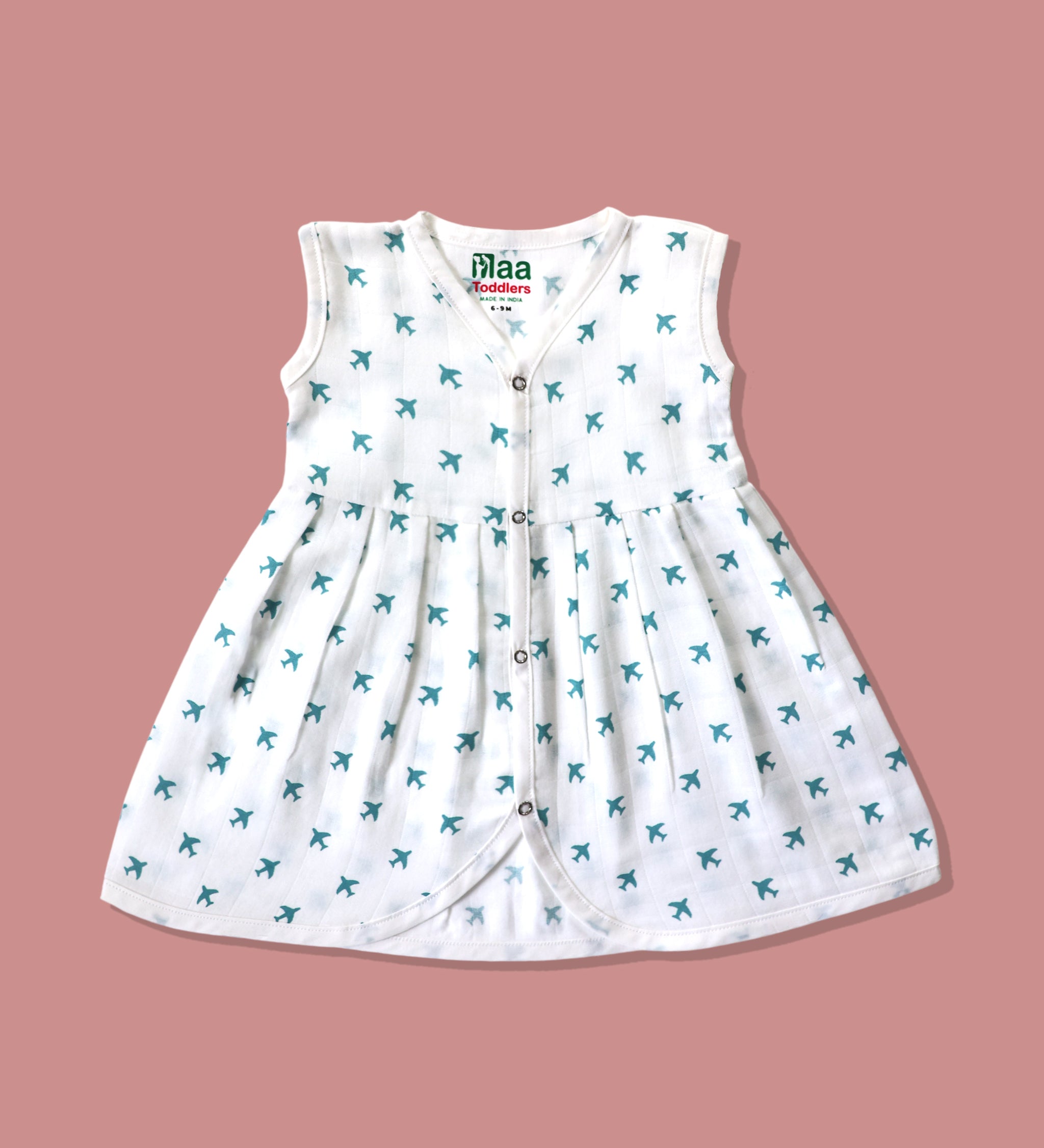 Organic muslin sleeveless baby girl frock 0-24 months – Tiny Plane print – Maa
Toddlers India