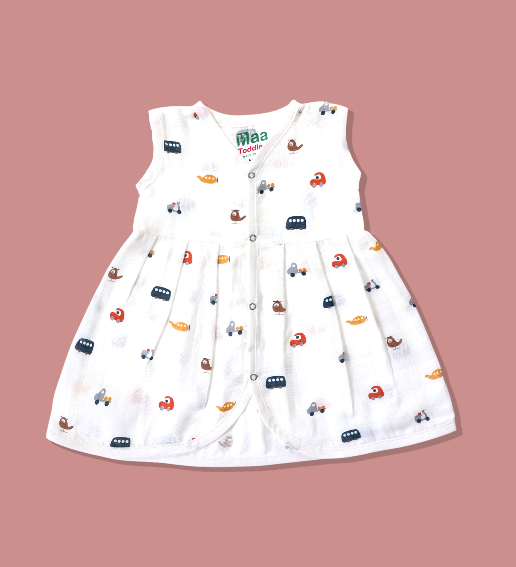 Organic muslin sleeveless baby girl frock 0-24 months –Tiny Rides print – Maa
Toddlers India