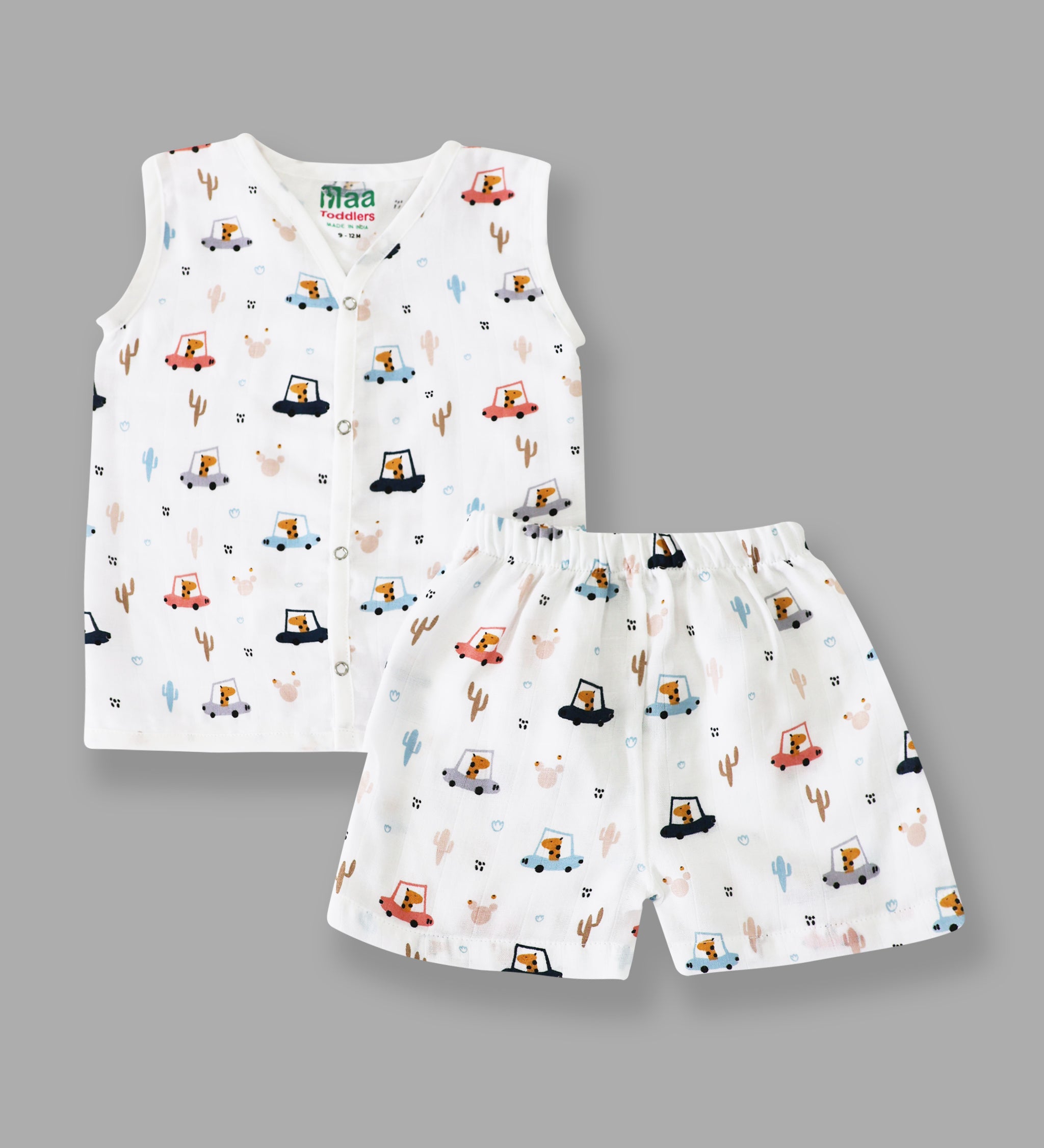 organic muslin Jabla with Shorts for newborn Giraffe Road Trip maa toddlers 