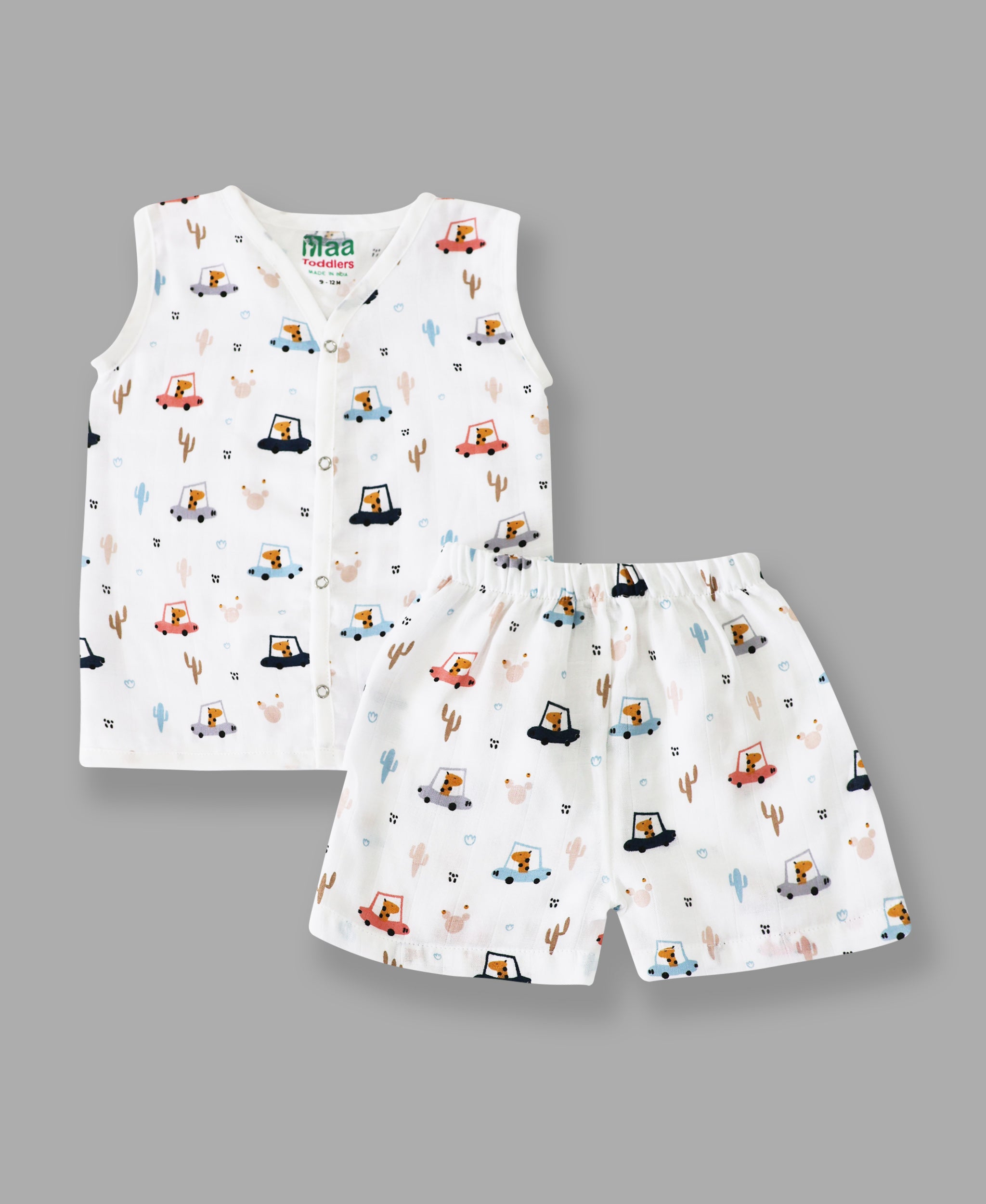 organic muslin Jabla with Shorts for newborn Giraffe Road Trip maa toddlers 