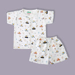 organic muslin Shirt with shorts set for baby Giraffe Road Trip print maa toddlers