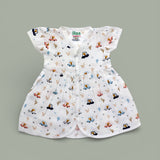 Giraffe Road Trip design Muslin cotton frock for baby girl 0-24 months maa toddlers