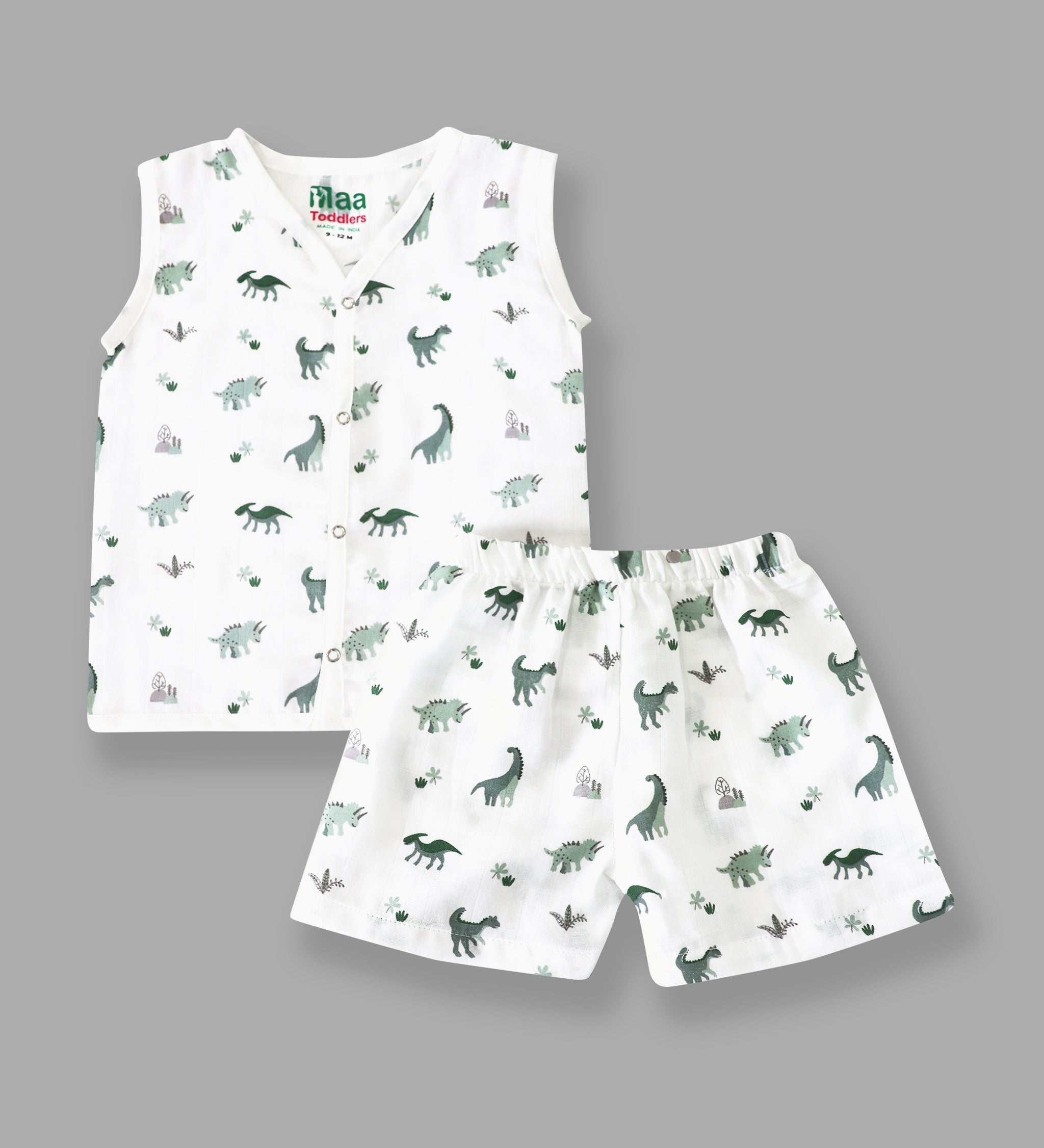 organic muslin Jabla with Shorts for newborn Happy Dinos maa toddlers 