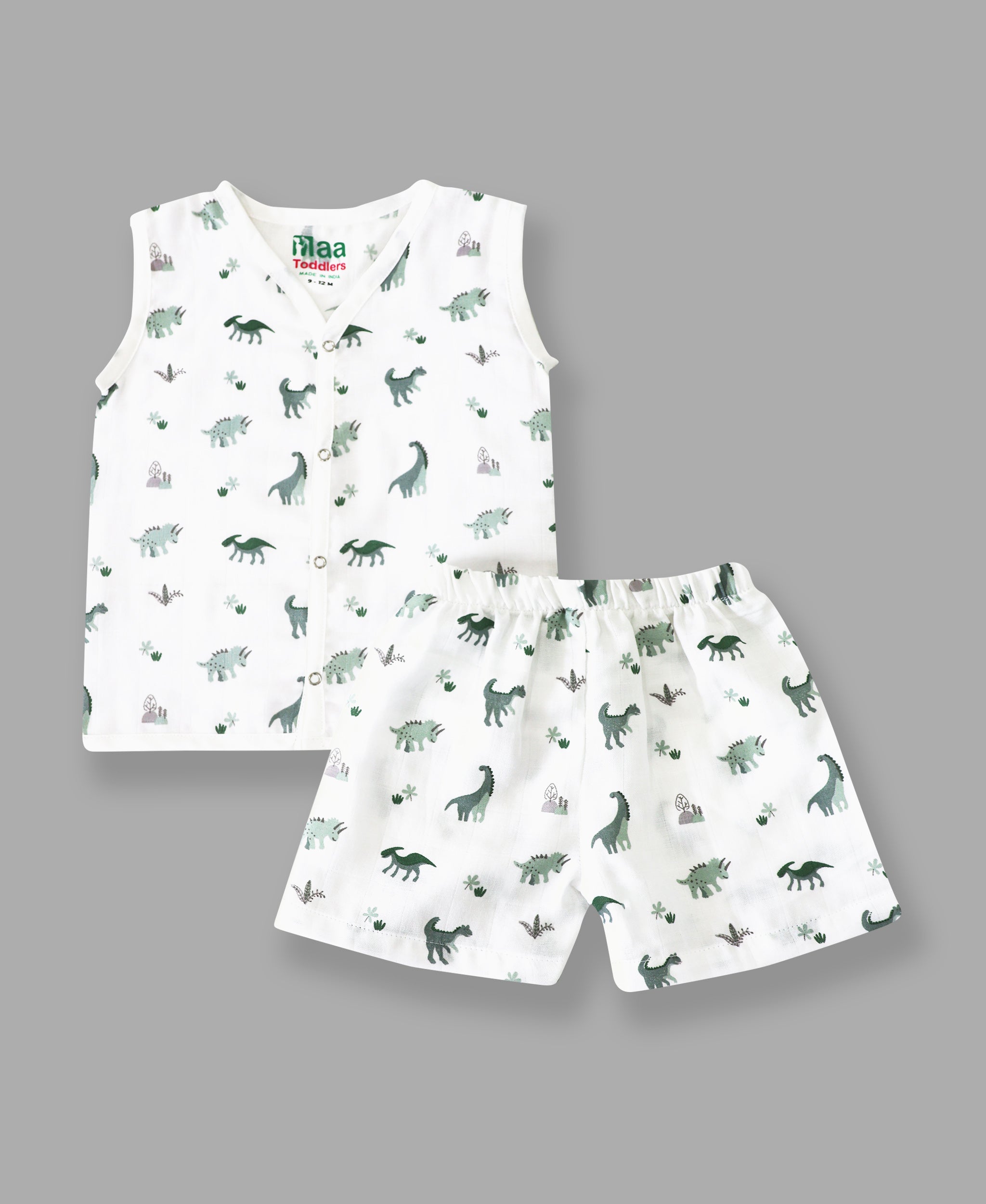 organic muslin Jabla with Shorts for newborn Happy Dinos maa toddlers 