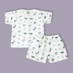 organic muslin Shirt with shorts set for baby Happy Dinos print maa toddlers