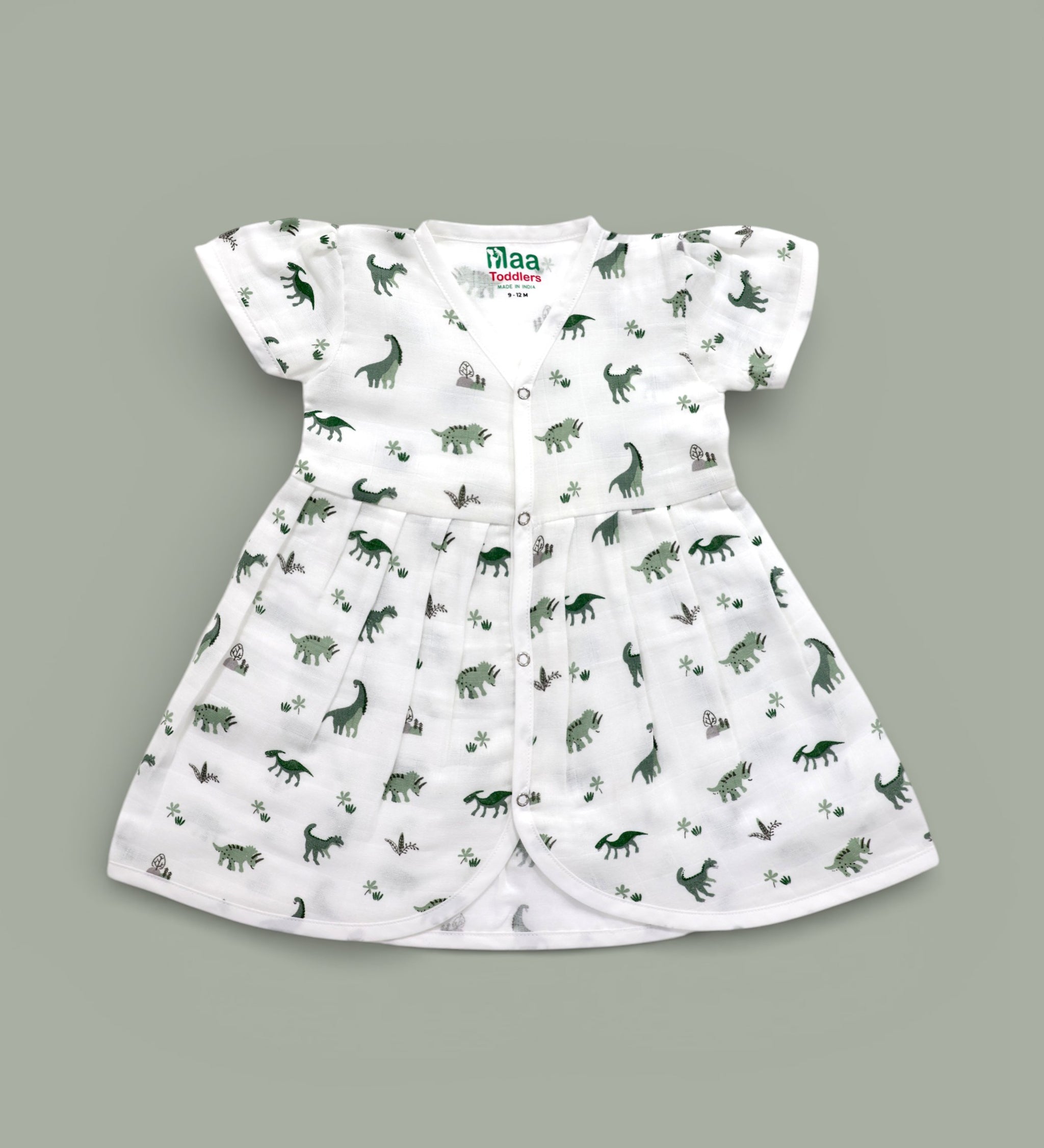 Happy Dinos design Muslin cotton frock for baby girl 0-24 months maa toddlers
