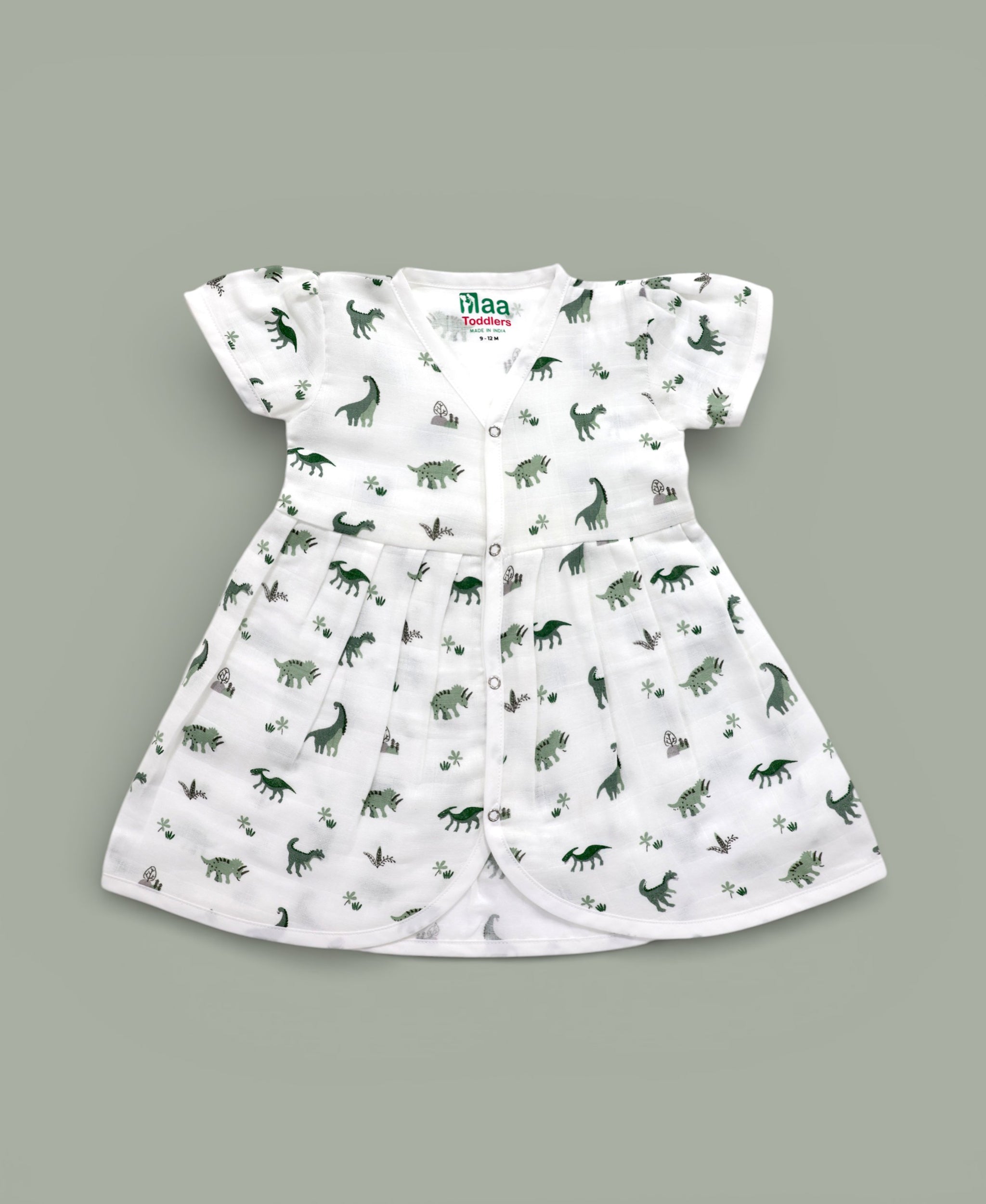 Happy Dinos design Muslin cotton frock for baby girl 0-24 months maa toddlers