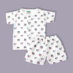 organic muslin Shirt with shorts set for baby Happy Hey print maa toddlers