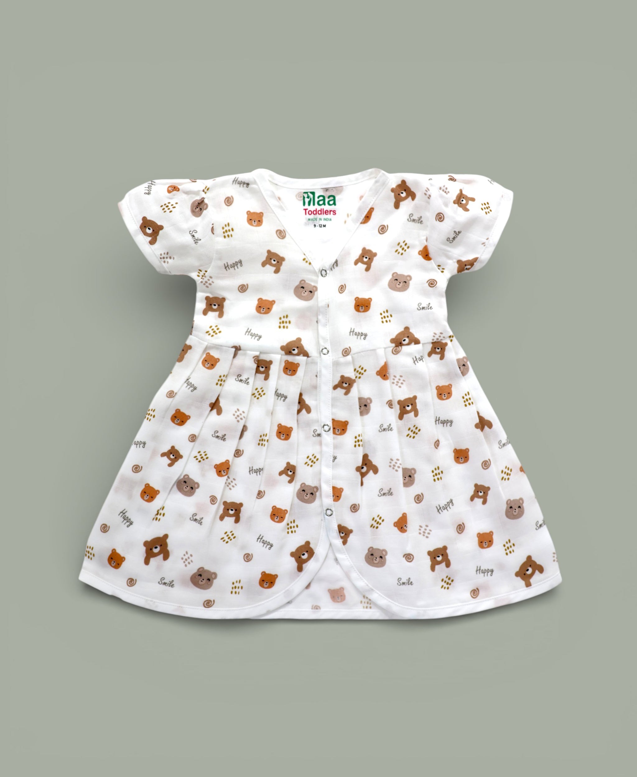 Happy Panda design Muslin cotton frock for baby girl 0-24 months maa toddlers