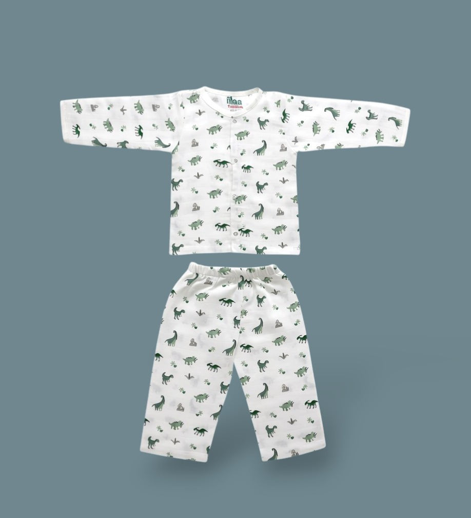organic muslin Co-Ord Set for newborn  Happy Dinos maa toddlers