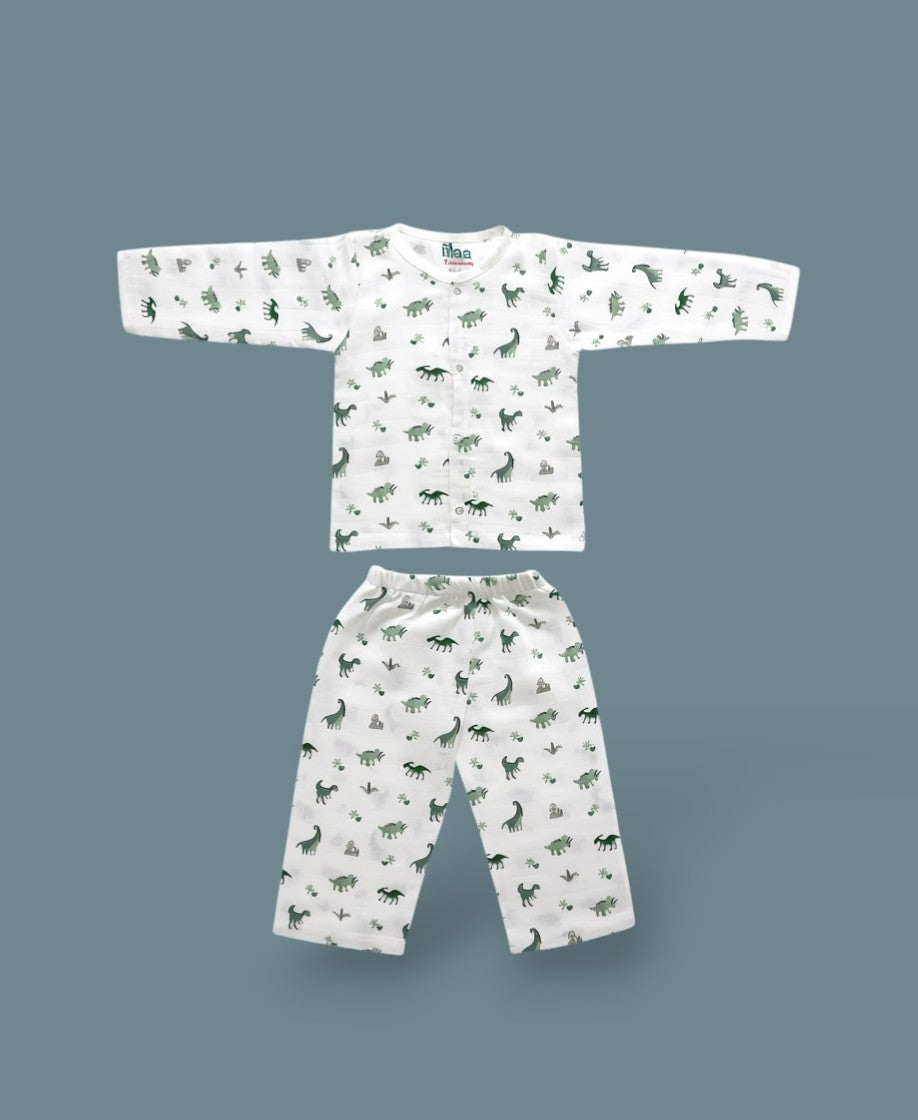 organic muslin Co-Ord Set for newborn  Happy Dinos maa toddlers