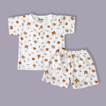 organic muslin Shirt with shorts set for baby Happy panda print maa toddlers