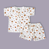 organic muslin Shirt with shorts set for baby Happy panda print maa toddlers