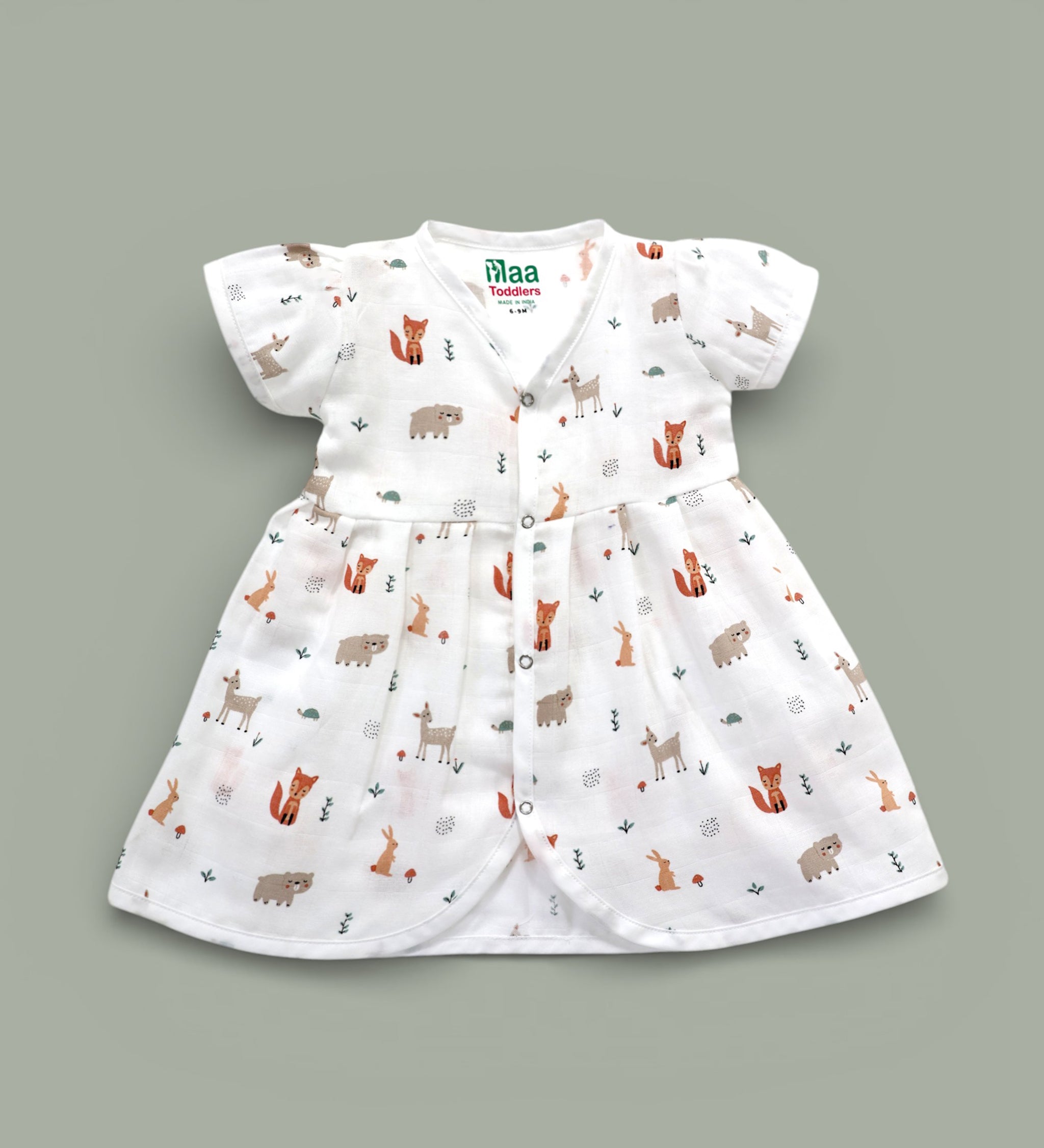 Jungle Friends design Muslin cotton frock for baby girl 0-24 months maa toddlers