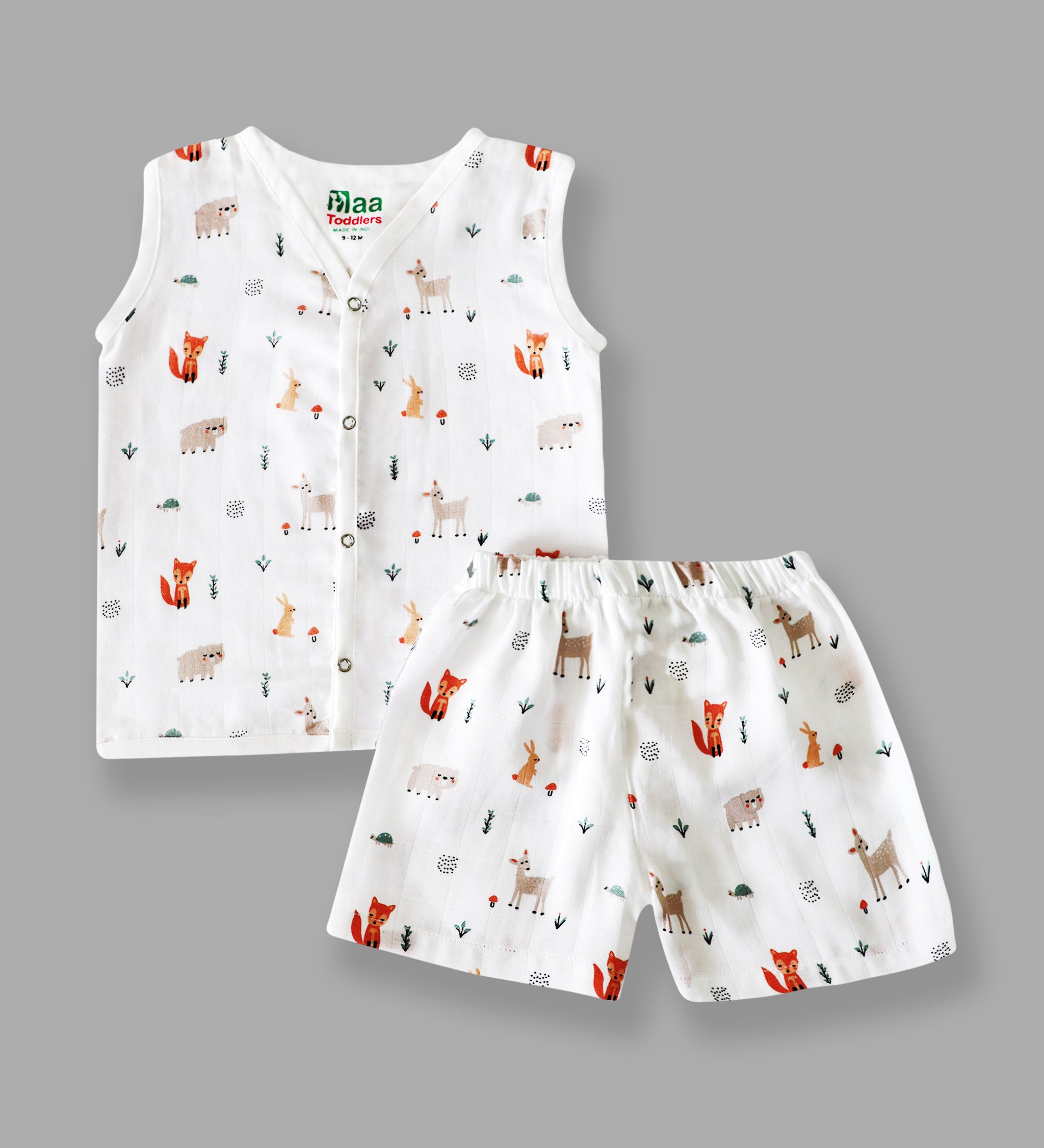 organic muslin Jabla with Shorts for newborn Jungle Friendsmaa toddlers 