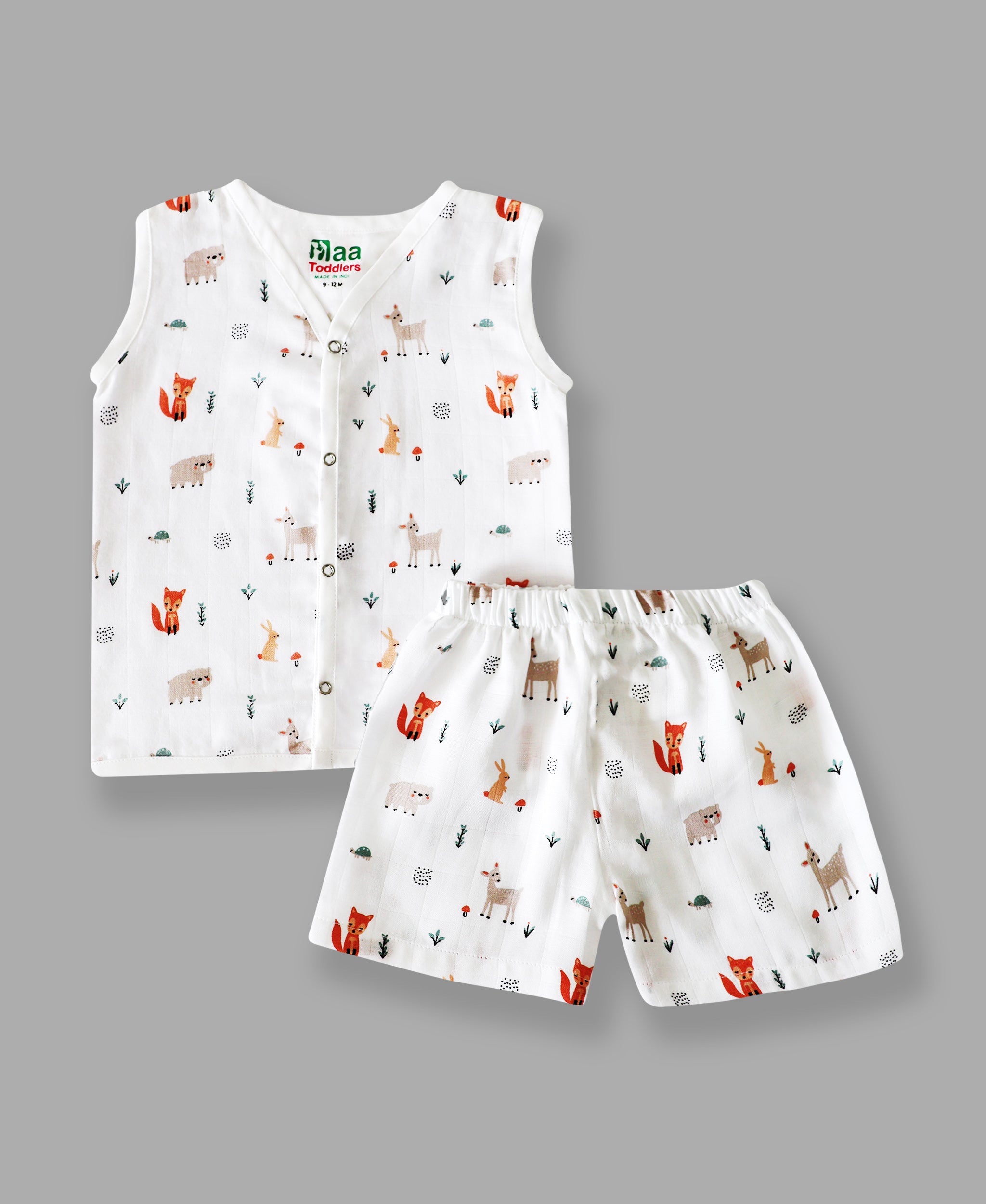 organic muslin Jabla with Shorts for newborn Jungle Friendsmaa toddlers 