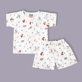 organic muslin Shirt with shorts set for baby Jungle Friends print maa toddlers