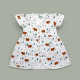 Snow Bear design Muslin cotton frock for baby girl 0-24 months maa toddlers