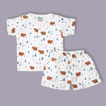 organic muslin Shirt with shorts set for baby Snow Bear print maa toddlers