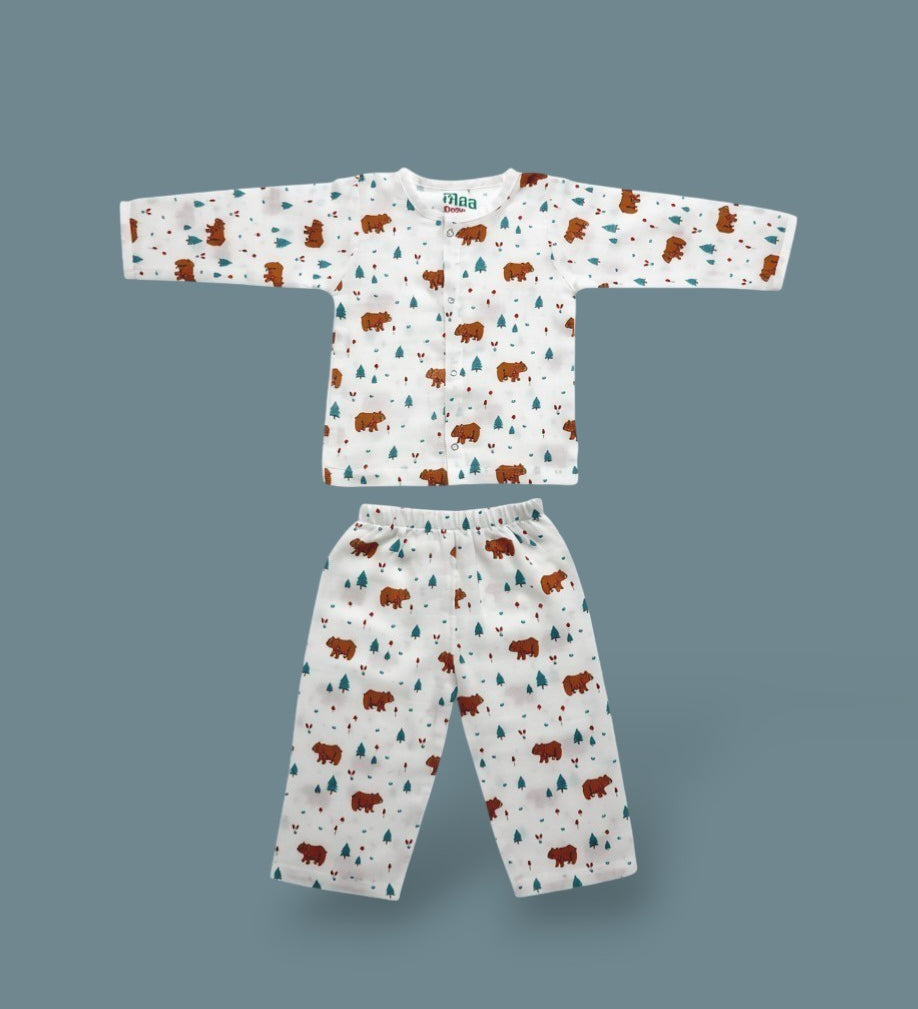 organic muslin Co-Ord Set for newborn  Snow Bear maa toddlers