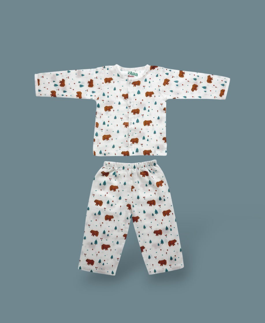 organic muslin Co-Ord Set for newborn  Snow Bear maa toddlers