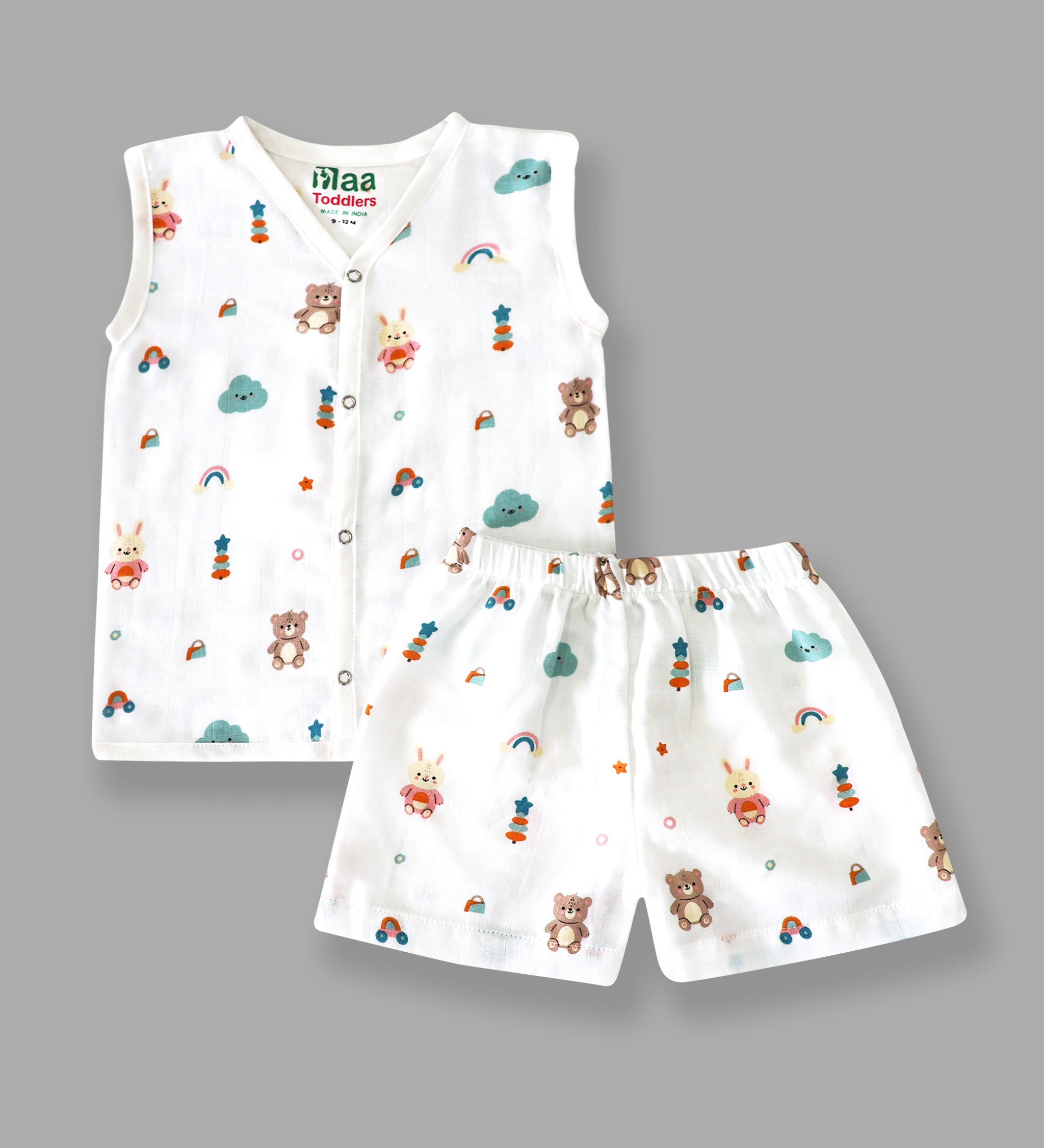 organic muslin Jabla with Shorts for newborn Teddy Cloud maa toddlers 