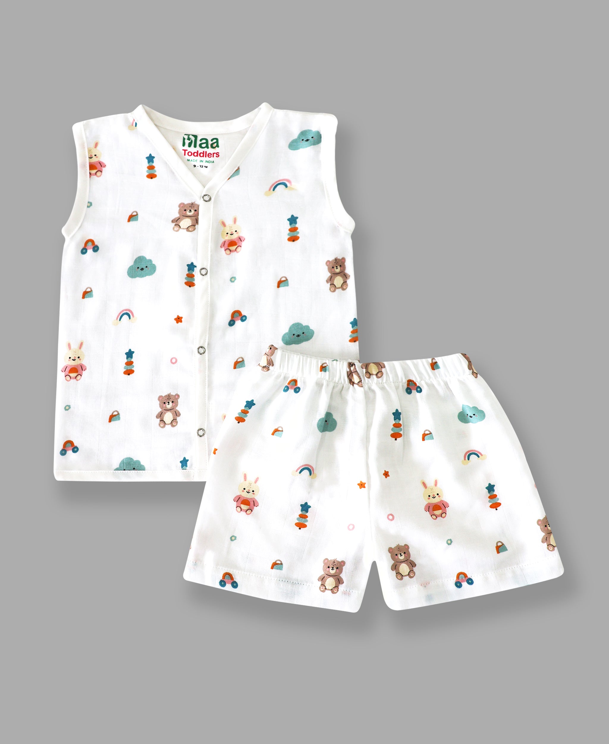 organic muslin Jabla with Shorts for newborn Teddy Cloud maa toddlers 