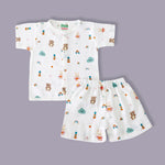 organic muslin Shirt with shorts set for baby Teddy Clouds print maa toddlers