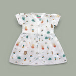 Teddy Clouds design Muslin cotton frock for baby girl 0-24 months maa toddlers