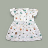 Teddy Clouds design Muslin cotton frock for baby girl 0-24 months maa toddlers