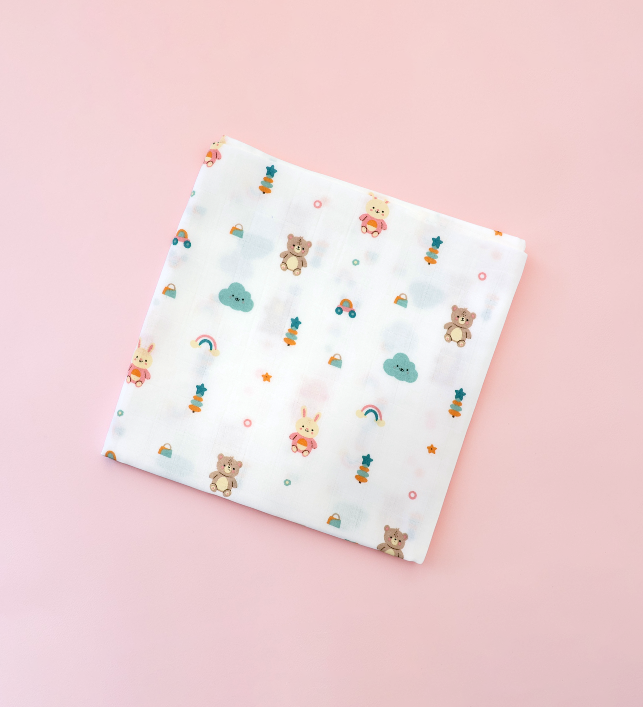 Teddy clouds muslin swaddle wrap for newborn organic cotton maa toddlers