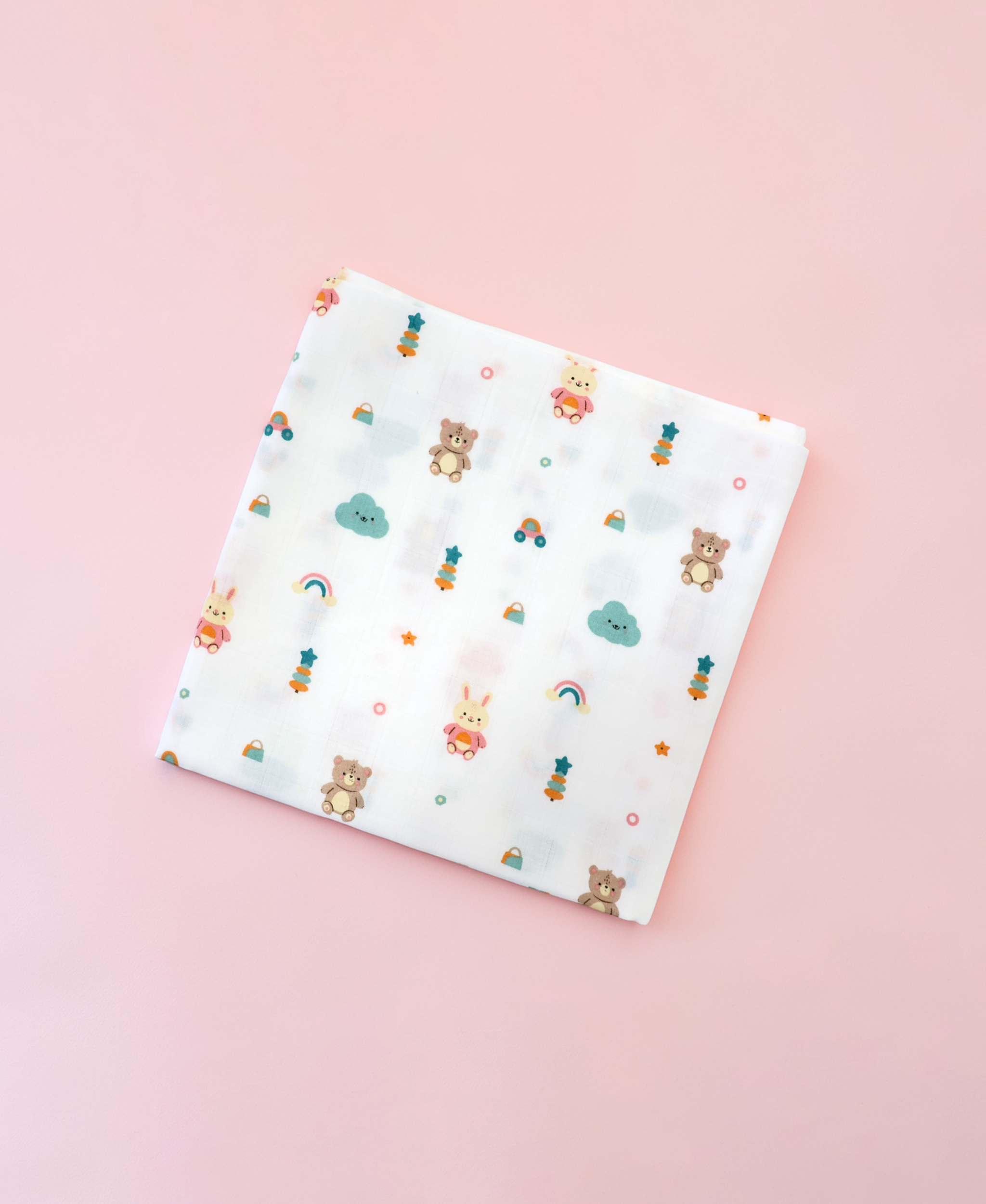 Teddy clouds muslin swaddle wrap for newborn organic cotton maa toddlers