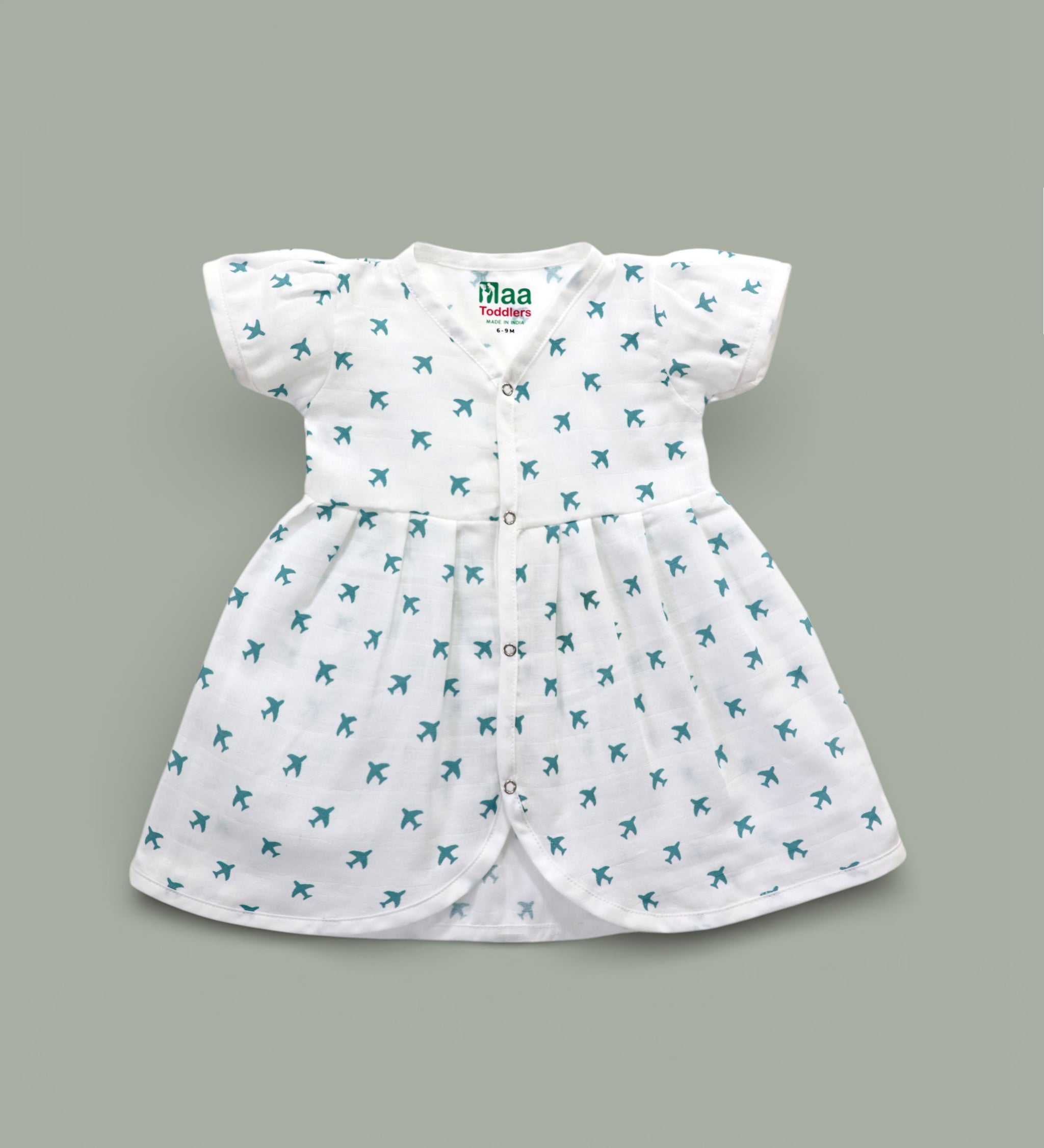 Tiny Plane design Muslin cotton frock for baby girl 0-24 months maa toddlers