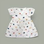 Tiny Rides design Muslin cotton frock for baby girl 0-24 months maa toddlers