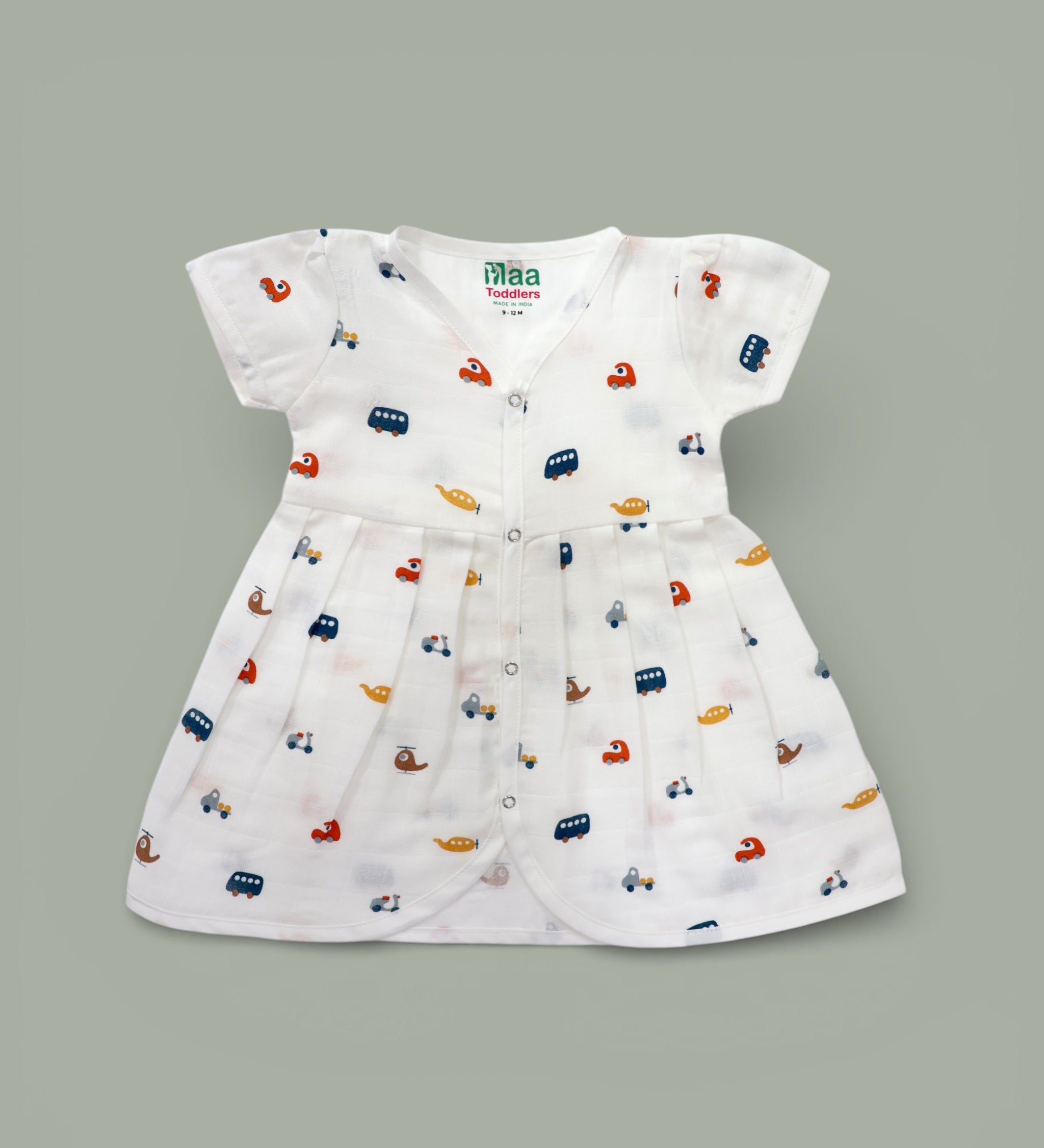 Tiny Rides design Muslin cotton frock for baby girl 0-24 months maa toddlers