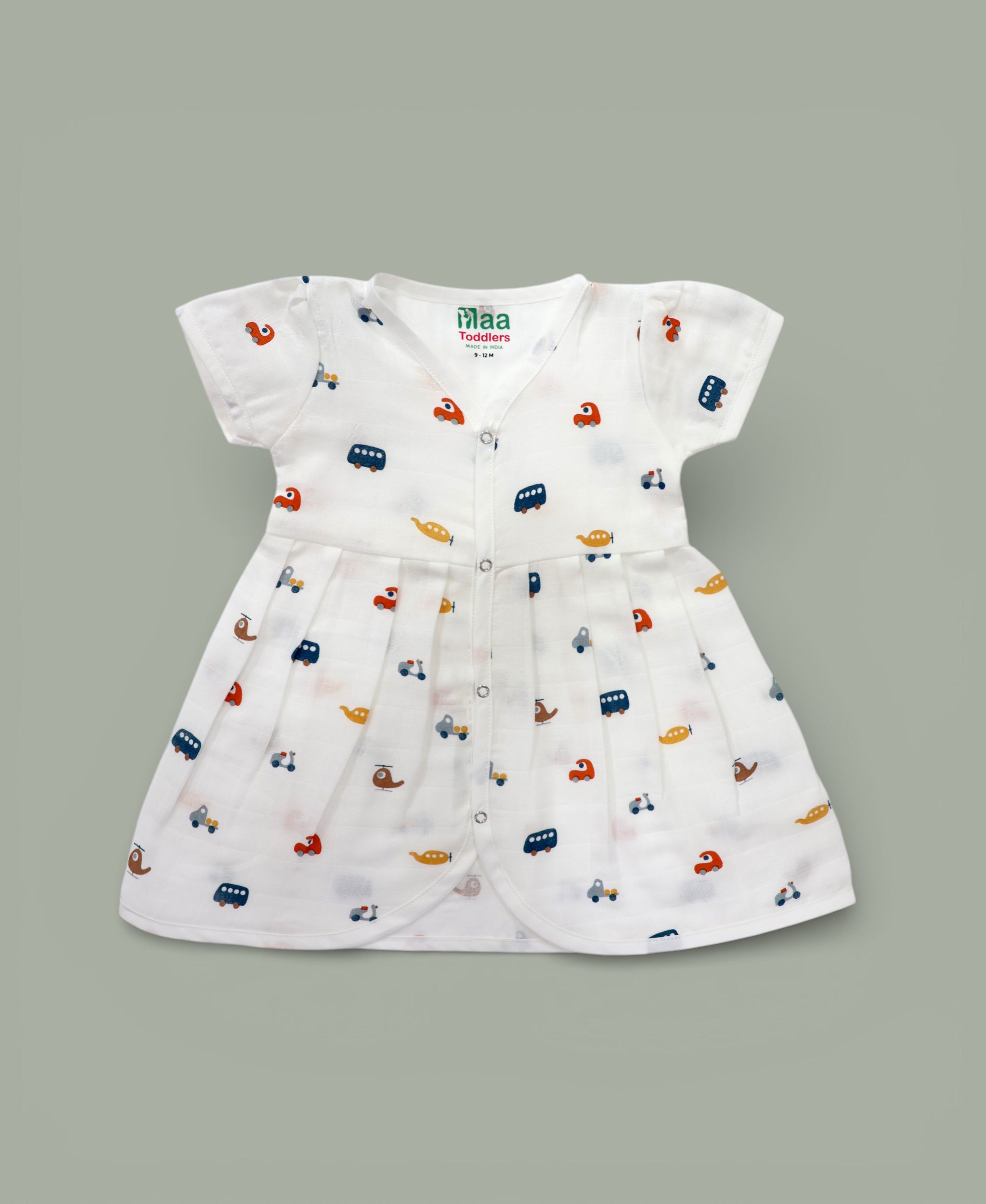 Tiny Rides design Muslin cotton frock for baby girl 0-24 months maa toddlers