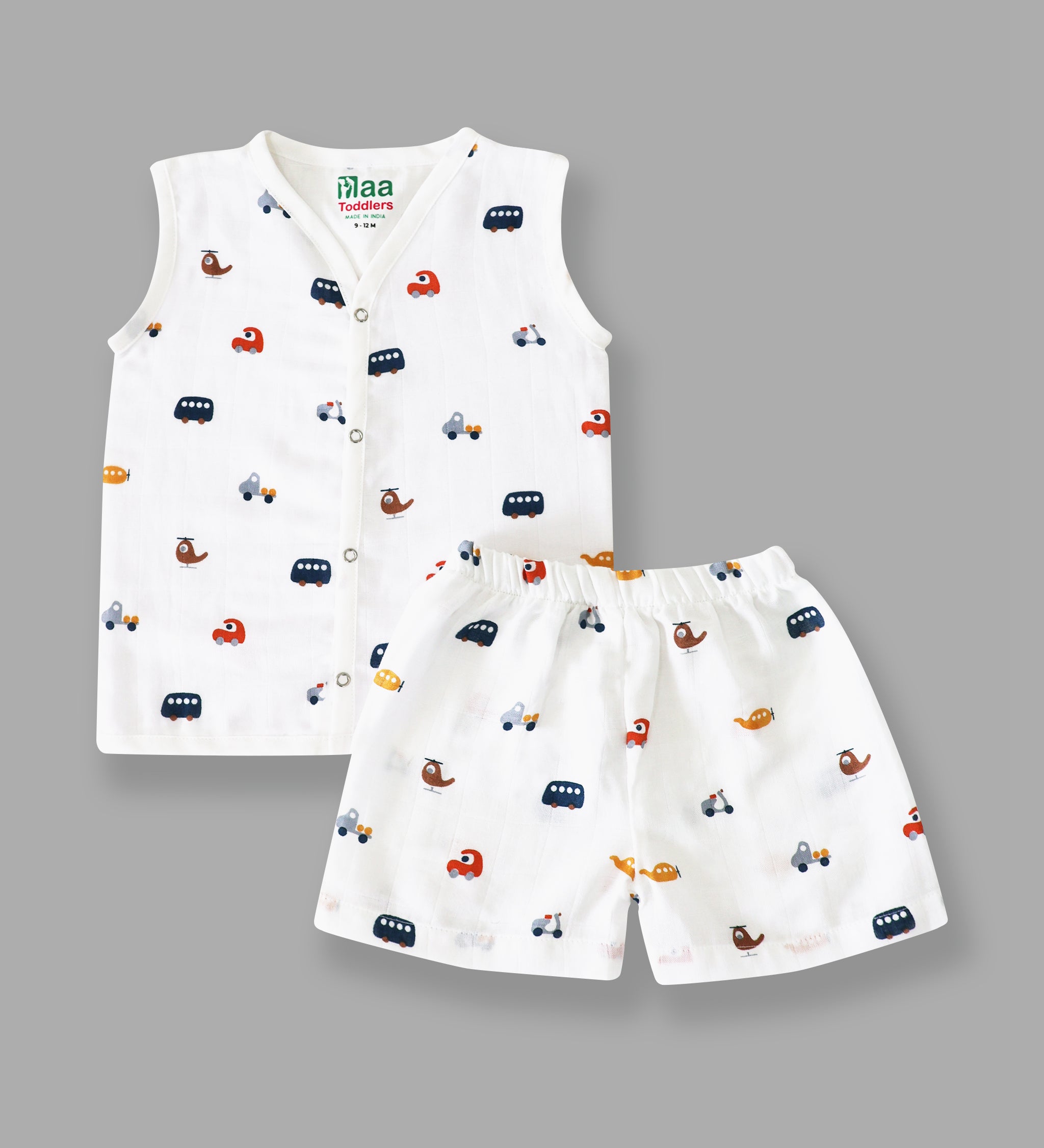 organic muslin Jabla with Shorts for newborn Tiny Rides maa toddlers 