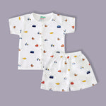 organic muslin Shirt with shorts set for baby Tiny Rides print maa toddlers